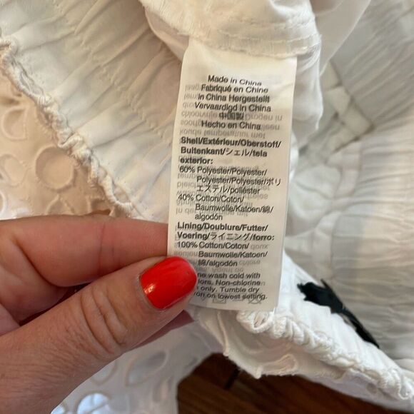 J.Crew White Eyelet wide leg tie waist pant 2 - Picture 7 of 8